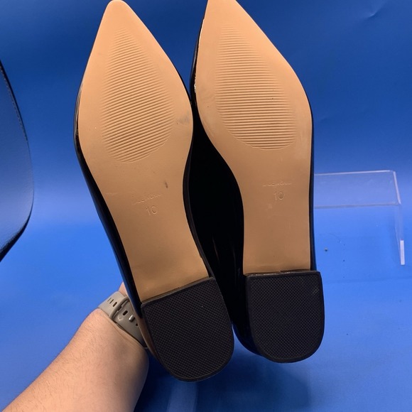 Lovirs Women's Black Double Bow Pointed Toe Faux Patent Leather Flats - Size 10 - Picture 7 of 9